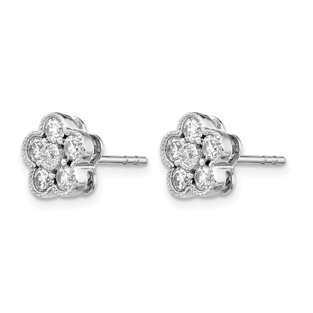 True Origin 14k White Gold 3/4 carat Lab Grown Diamond VS DEF Floral Post Earrings (EM6345-075-WLD)