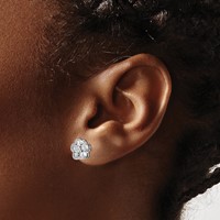 True Origin 14K White Gold 0.75 Carat Lab Grown Diamond VS+ F+ Complete Floral Post Earrings view 3