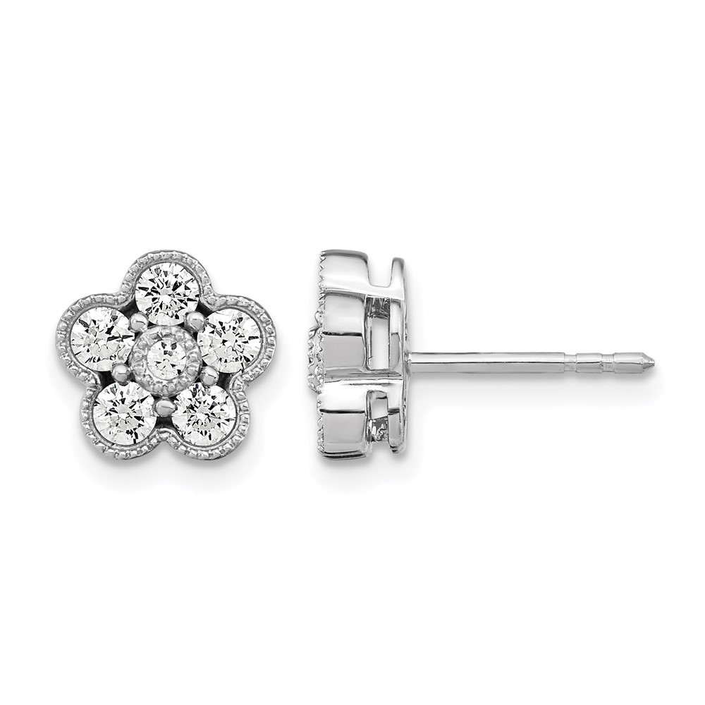 True Origin 14k White Gold 3/4 carat Lab Grown Diamond VS DEF Floral Post Earrings (EM6345-075-WLD)