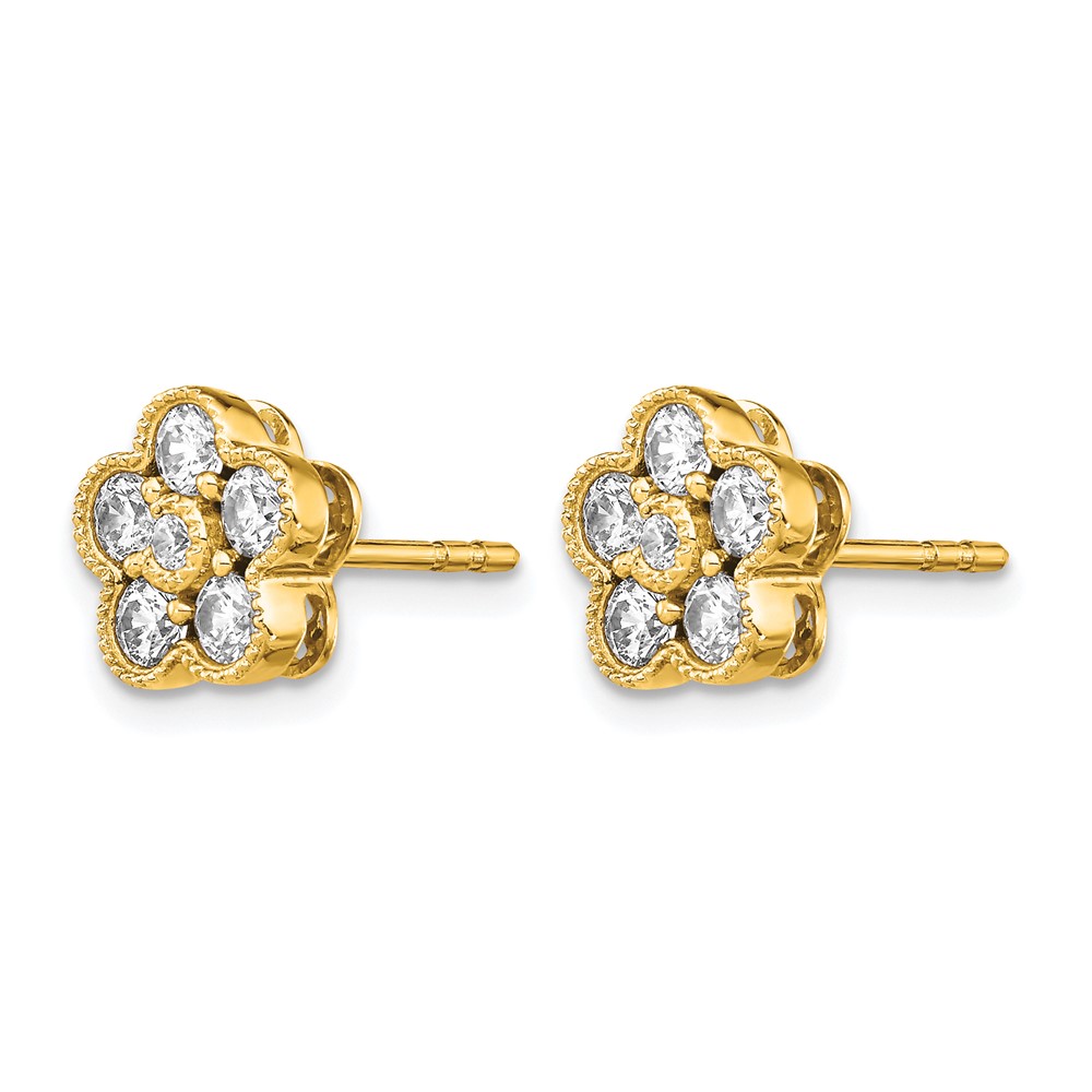 True Origin 14k 3/4 carat Lab Grown Diamond VS DEF Floral Post Earrings (EM6345-075-YLD)