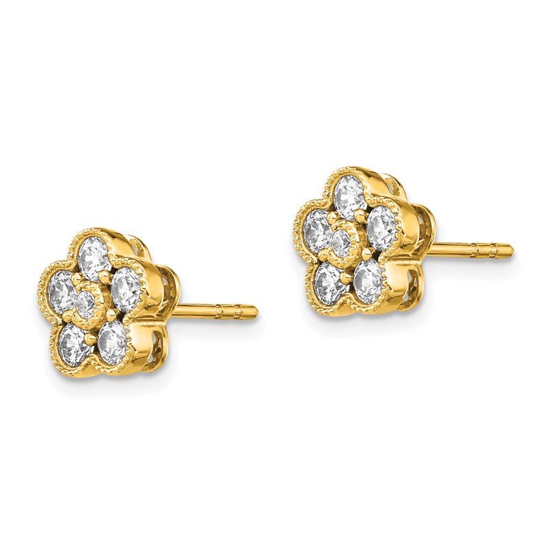 True Origin 14k 3/4 carat Lab Grown Diamond VS DEF Floral Post Earrings