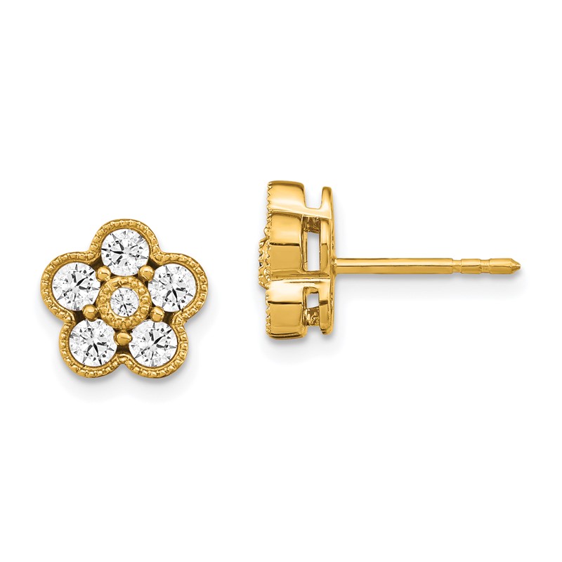 True Origin 14k 3/4 carat Lab Grown Diamond VS DEF Floral Post Earrings