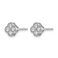 True Origin 14K White Gold 0.50 Carat Lab Grown Diamond VS+ F+ Complete Bloom Floral Earrings view 2