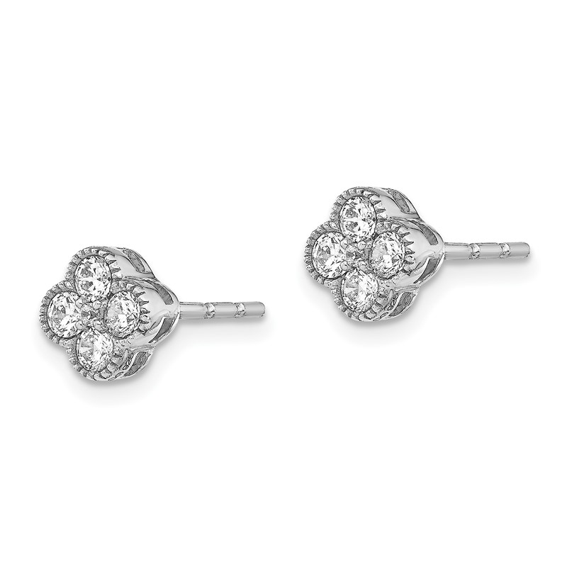 True Origin 14k White Gold 1/2 carat Lab Grown Diamond VS DEF Bloom Floral Post Earrings
