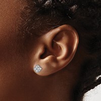 True Origin 14K White Gold 0.50 Carat Lab Grown Diamond VS+ F+ Complete Bloom Floral Earrings view 3