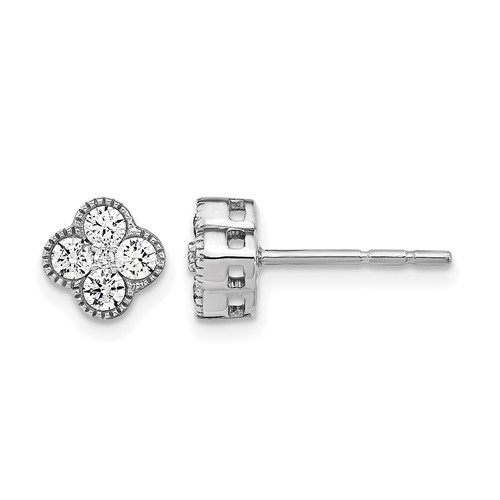 True Origin 14K White Gold 0.50 Carat Lab Grown Diamond VS+ F+ Complete Bloom Floral Earrings