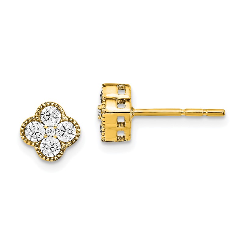 True Origin 14k 1/2 carat Lab Grown Diamond VS DEF Bloom Floral Post Earrings