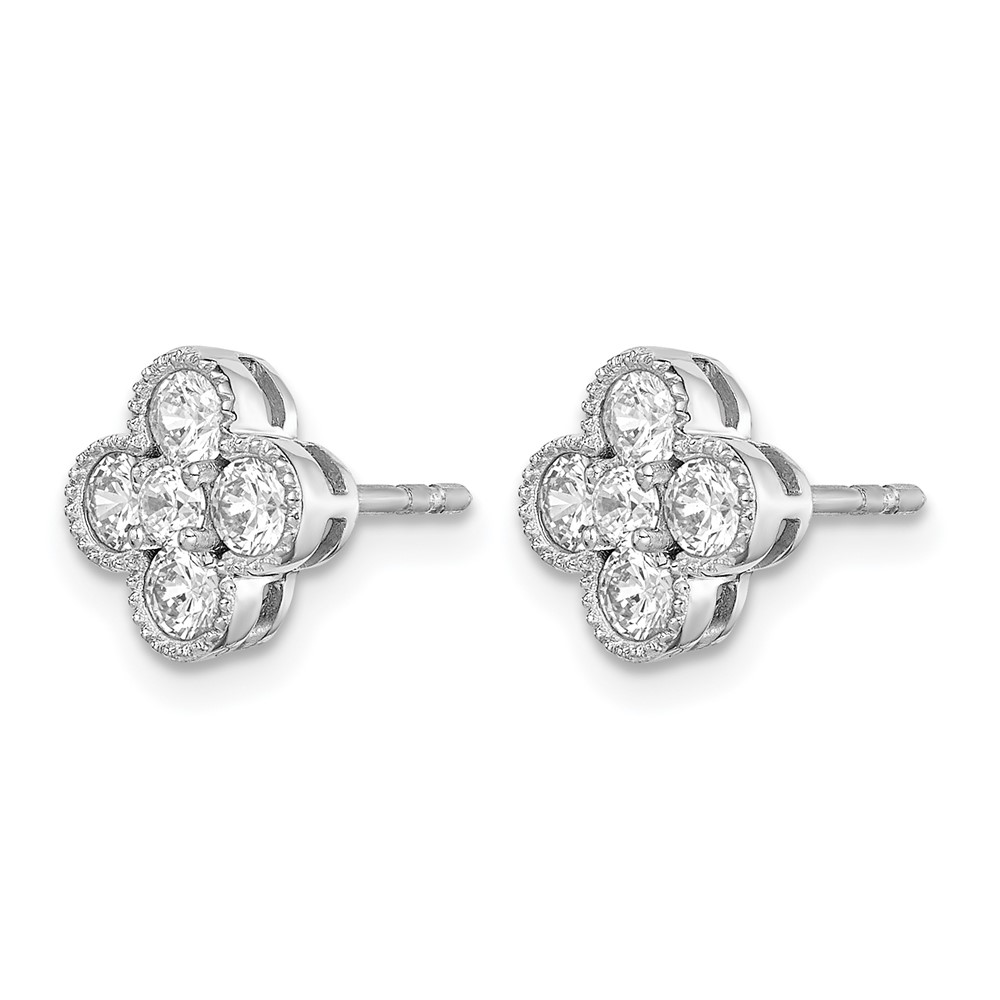 True Origin 14k White Gold 3/4 carat Lab Grown Diamond VS DEF Bloom Floral Post Earrings (EM6346-074-WLD)