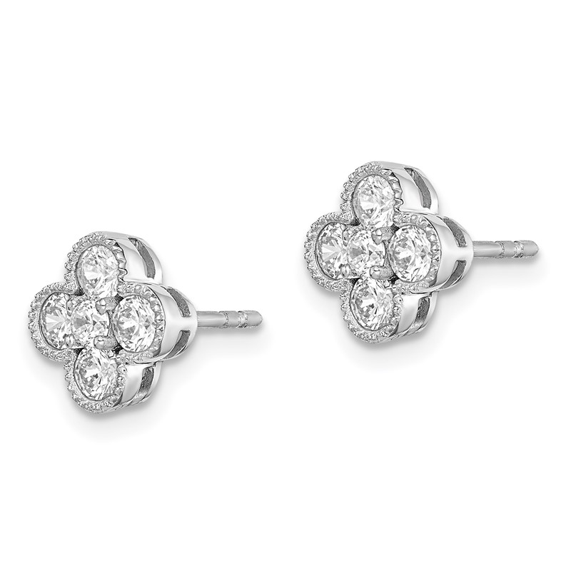 True Origin 14k White Gold 3/4 carat Lab Grown Diamond VS DEF Bloom Floral Post Earrings