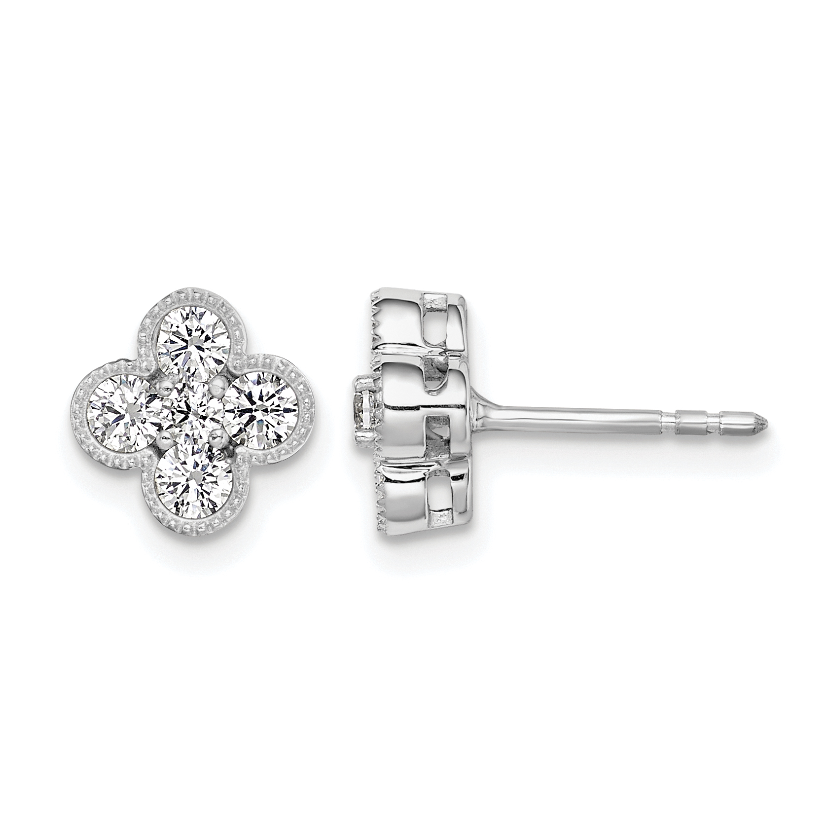 True Origin 14k White Gold 3/4 carat Lab Grown Diamond VS DEF Bloom Floral Post Earrings (EM6346-074-WLD)