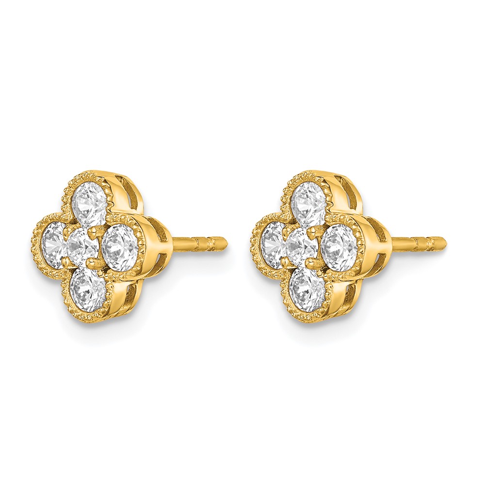 True Origin 14k 3/4 carat Lab Grown Diamond VS DEF Bloom Floral Post Earrings (EM6346-074-YLD)