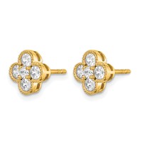 True Origin 14K Yellow Gold 0.75 Carat Lab Grown Diamond VS+ F+ Complete Bloom Floral Earrings view 2