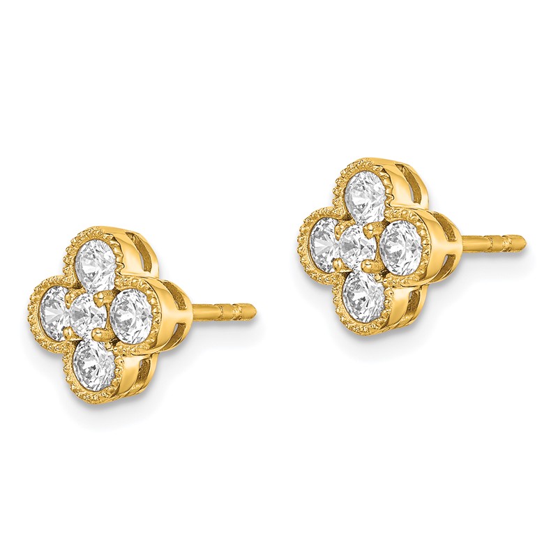 True Origin 14k 3/4 carat Lab Grown Diamond VS DEF Bloom Floral Post Earrings