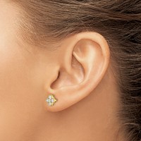 True Origin 14K Yellow Gold 0.75 Carat Lab Grown Diamond VS+ F+ Complete Bloom Floral Earrings view 3