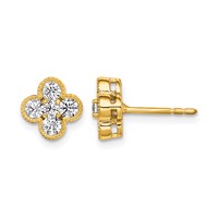 True Origin 14K Yellow Gold 0.75 Carat Lab Grown Diamond VS+ F+ Complete Bloom Floral Earrings view 1