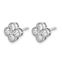 True Origin 14K White Gold 1 Carat Lab Grown Diamond VS+ F+ Complete Bloom Floral Earrings view 2