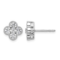 True Origin 14K White Gold 1 Carat Lab Grown Diamond VS+ F+ Complete Bloom Floral Earrings view 1