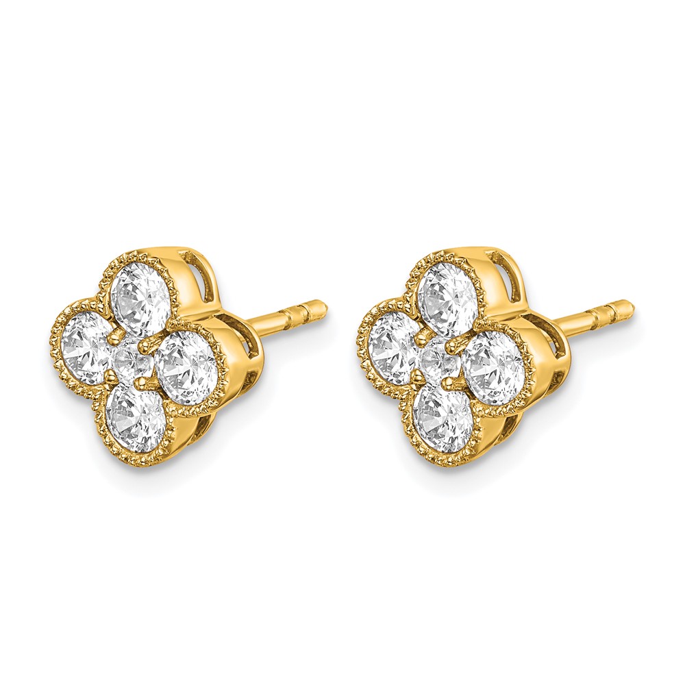 True Origin 14k 1 carat Lab Grown Diamond VS DEF Bloom Floral Post Earrings (EM6346-100-YLD)