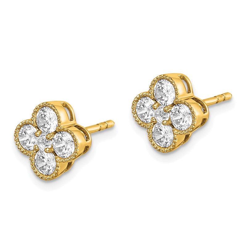 True Origin 14k 1 carat Lab Grown Diamond VS DEF Bloom Floral Post Earrings