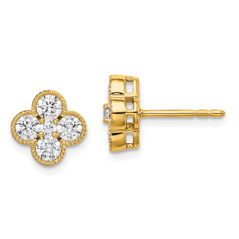 True Origin 14k 1 carat Lab Grown Diamond VS DEF Bloom Floral Post Earrings