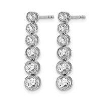 True Origin 14K White Gold 1 Carat Lab Grown Diamond VS+ F+ Complete Graduated Dangle Post Earrings view 2
