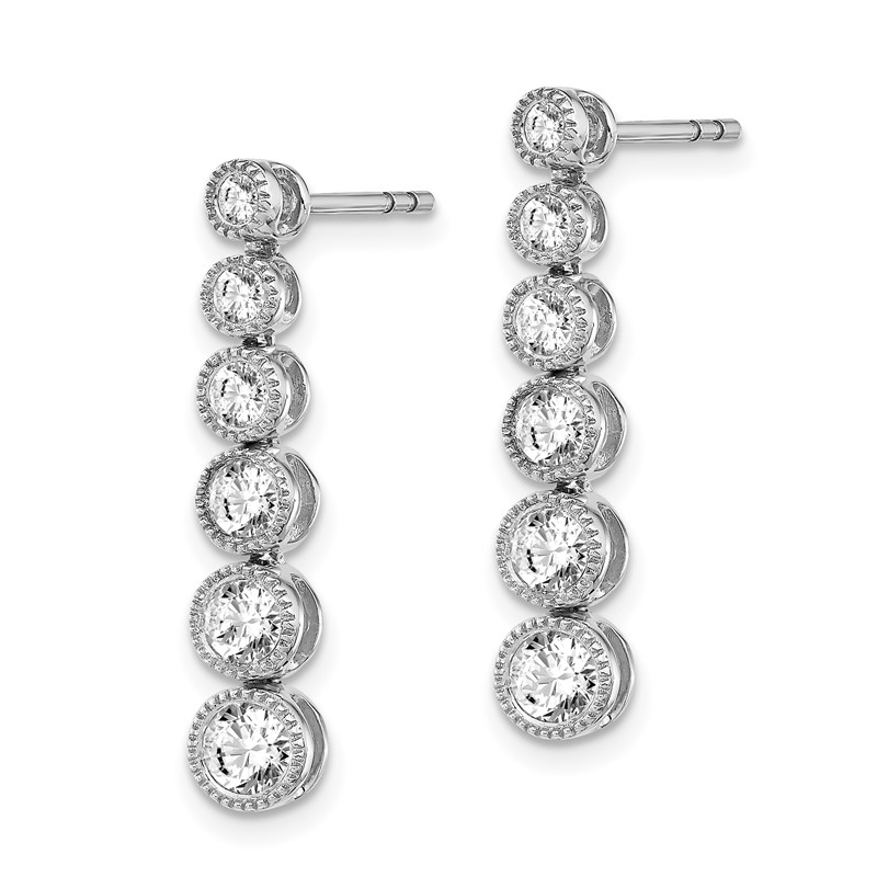 True Origin 14K White Gold 1 carat Lab Grown Diamond VS DEF Graduated Dangle Post Earring