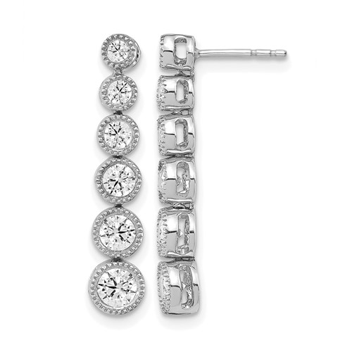True Origin 14K White Gold 1 Carat Lab Grown Diamond VS+ F+ Complete Graduated Dangle Post Earrings