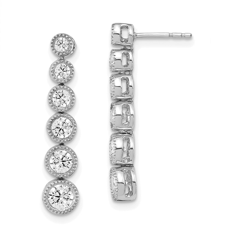 True Origin 14K White Gold 1 carat Lab Grown Diamond VS DEF Graduated Dangle Post Earring