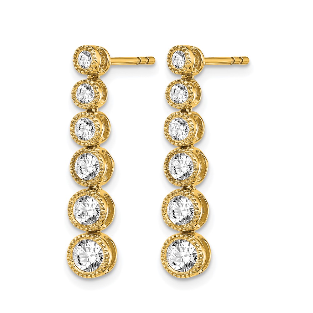 True Origin 14K 1 carat Lab Grown Diamond VS DEF Graduated Dangle Post Earring (EM6348-100-YLD)