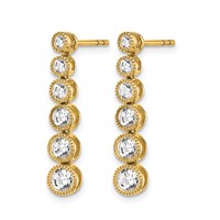 True Origin 14K Yellow Gold 1 Carat Lab Grown Diamond VS+ F+ Complete Graduated Dangle Post Earrings view 2