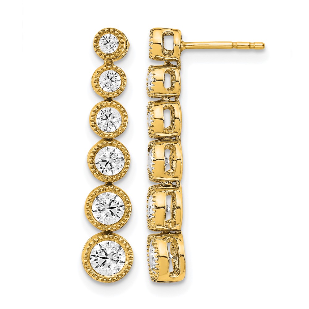 True Origin 14K Yellow Gold 1 Carat Lab Grown Diamond VS+ F+ Complete Graduated Dangle Post Earrings