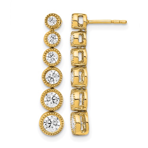 True Origin 14K Yellow Gold 1 Carat Lab Grown Diamond VS+ F+ Complete Graduated Dangle Post Earrings