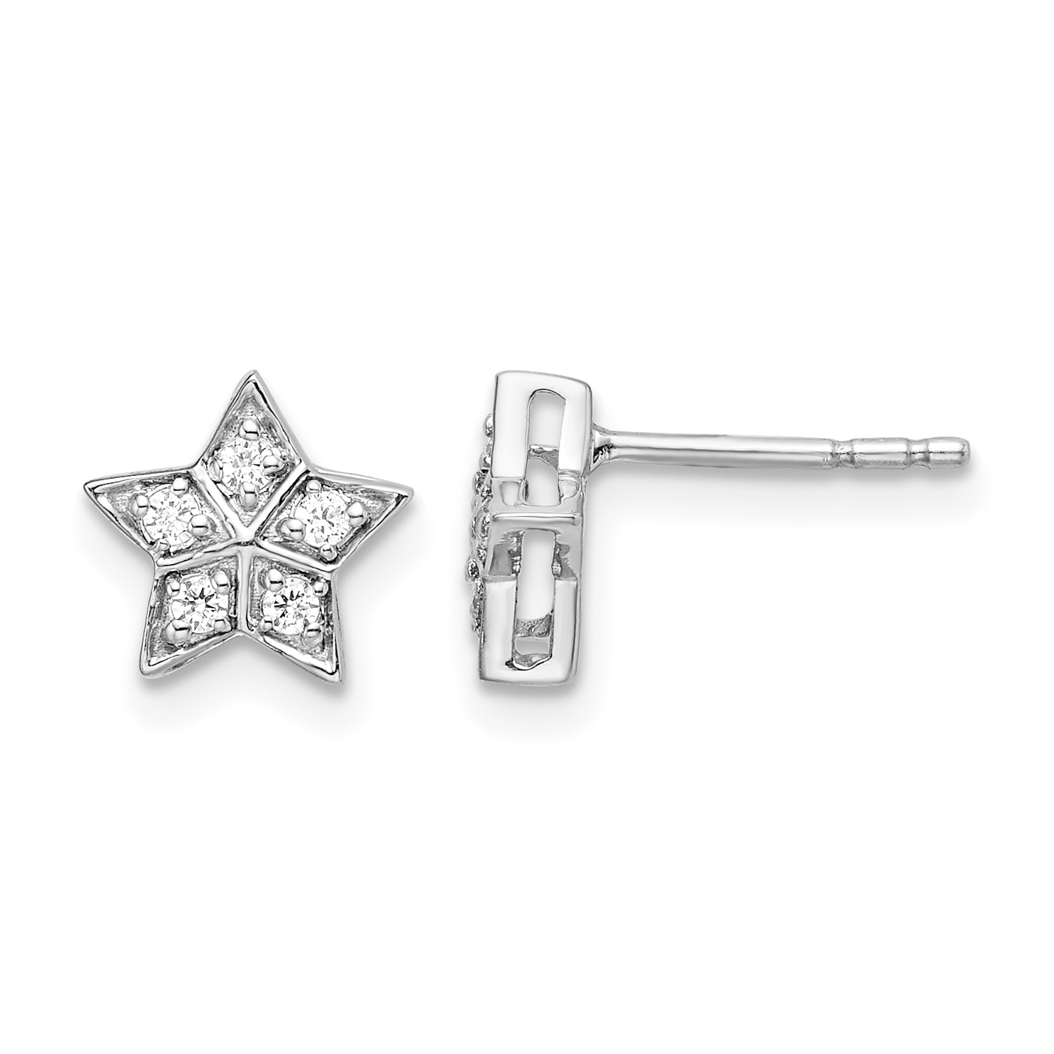 14k White Gold 1/10 carat Lab Grown Diamond VS/SI+ G+ Complete Star Post Earrings (EM6608-010-WLG)