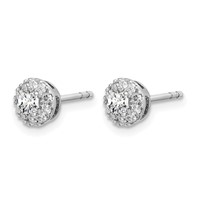 14K White Gold 0.50 Carat Lab Grown Diamond VS SI+ G+ Round Halo Post Earrings view 2