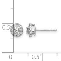 14K White Gold 0.50 Carat Lab Grown Diamond VS SI+ G+ Round Halo Post Earrings view 4