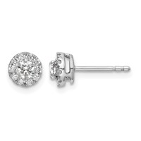 14K White Gold 0.50 Carat Lab Grown Diamond VS SI+ G+ Round Halo Post Earrings view 1