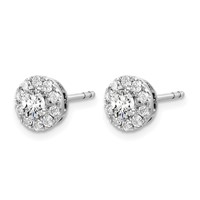 14K White Gold 0.75 Carat Lab Grown Diamond VS SI+ G+ Round Halo Post Earrings view 2