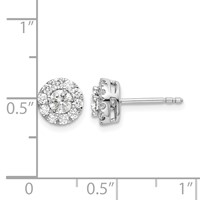 14K White Gold 0.75 Carat Lab Grown Diamond VS SI+ G+ Round Halo Post Earrings view 4