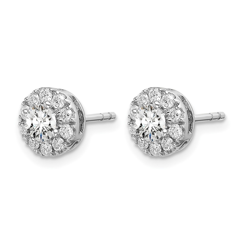 14k White Gold 1 carat Lab Grown Diamond VS/SI+ G+ Round Halo Post Earrings (EM6635-100-WLG)
