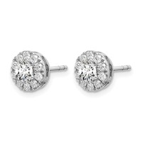 14K White Gold 1 Carat Lab Grown Diamond VS SI+ G+ Round Halo Post Earrings view 2