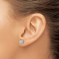 14K White Gold 1 Carat Lab Grown Diamond VS SI+ G+ Round Halo Post Earrings view 3