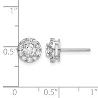 14K White Gold 1 Carat Lab Grown Diamond VS SI+ G+ Round Halo Post Earrings view 4