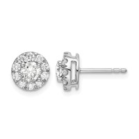 14K White Gold 1 Carat Lab Grown Diamond VS SI+ G+ Round Halo Post Earrings view 1