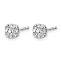 14K White Gold 0.33 Carat Lab Grown Diamond VS SI+ G+ Complete Cushion Halo Post Earrings view 2
