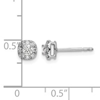 14K White Gold 0.33 Carat Lab Grown Diamond VS SI+ G+ Complete Cushion Halo Post Earrings view 4