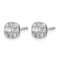 14K White Gold 0.50 Carat Lab Grown Diamond VS SI+ G+ Complete Cushion Halo Post Earrings view 2
