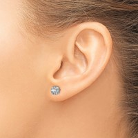 14K White Gold 0.50 Carat Lab Grown Diamond VS SI+ G+ Complete Cushion Halo Post Earrings view 3