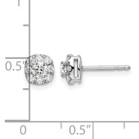 14K White Gold 0.50 Carat Lab Grown Diamond VS SI+ G+ Complete Cushion Halo Post Earrings view 4