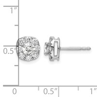 14K White Gold 1 Carat Lab Grown Diamond VS SI+ G+ Complete Cushion Halo Post Earrings view 4