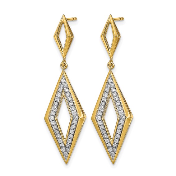 14k Polished 3/8 carat Diamond Fancy Dangle Post Earrings